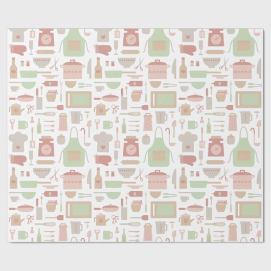 Trendy Kitchen Cooking Utiers Pattern Cadeaupapier (Vlak)