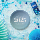 Trendy klasse van 2024 Blue Gradient Afstuderen Papieren Bordje (Feest)