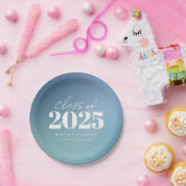 Trendy klasse van 2024 Blue Gradient Afstuderen Papieren Bordje (Feest)