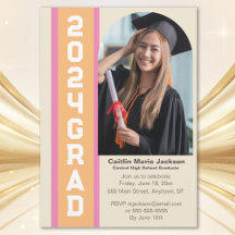 Trendy Klasse van 2024 Foto Afstuderen Invitation