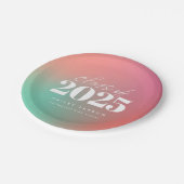 Trendy Klasse van 2024 Roze Gradient Afstuderen Papieren Bordje (Gekanteld)