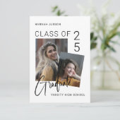 Trendy Klasse Van 25 2 Foto'S Afstudeerfeest Kaart (Staand voorkant)