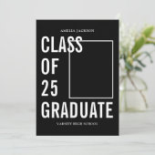 Trendy klasse van 25 zwart-wit foto Afstuderen Aankondiging (Staand voorkant)