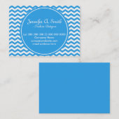 trendy, klassiek, helder wit en blauw chevron visitekaartje (Voorkant / Achterkant)