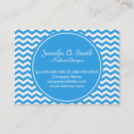 trendy, klassiek, helder wit en blauw chevron visitekaartje