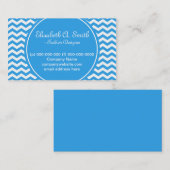 trendy, klassiek, helder wit en blauw chevron visitekaartje (Voorkant / Achterkant)