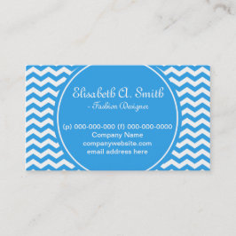 trendy, klassiek, helder wit en blauw chevron visitekaartje