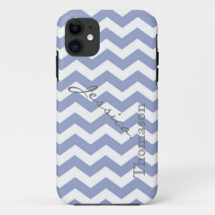 Trendy, klassiek lichtblauw chevron zigzag patroon iPhone 11 hoesje