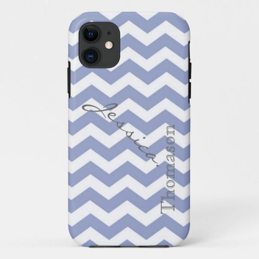 Trendy, klassiek lichtblauw chevron zigzag patroon Case-Mate iPhone case (Achterkant)