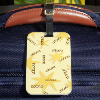 Trendy klassiek mosterdpatroon met sterren bagagelabel