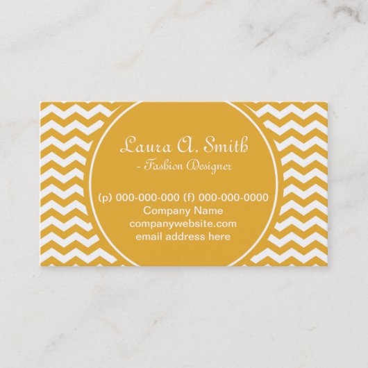 trendy, klassiek, zonnig geel chevron visitekaartje (Voorkant)