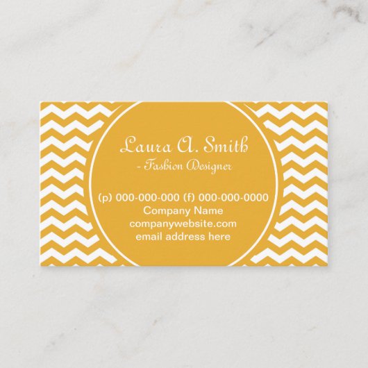 trendy, klassiek, zonnig geel chevron visitekaartje (Voorkant)