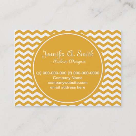 trendy, klassiek, zonnig geel chevron visitekaartje (Voorkant)