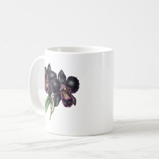 Trendy klassieke en zwarte orchidee koffie mok (Voorkant links)