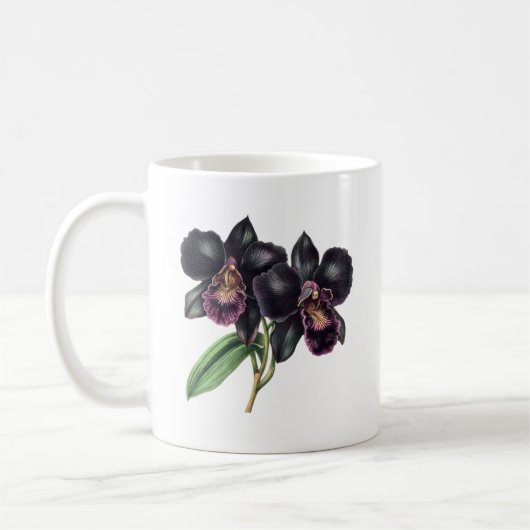 Trendy klassieke en zwarte orchidee koffie mok (Links)