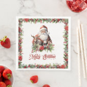 Trendy klassieke groene en rode krans Kerstmis Servet (Insitu)