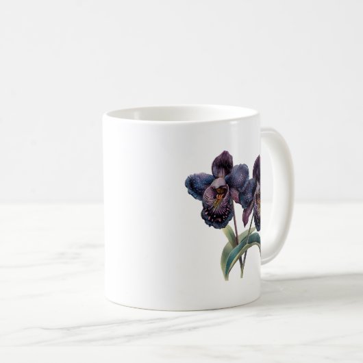 Trendy klassieke mauve en zwarte orchidee koffie m koffiemok (Voorkant rechts)