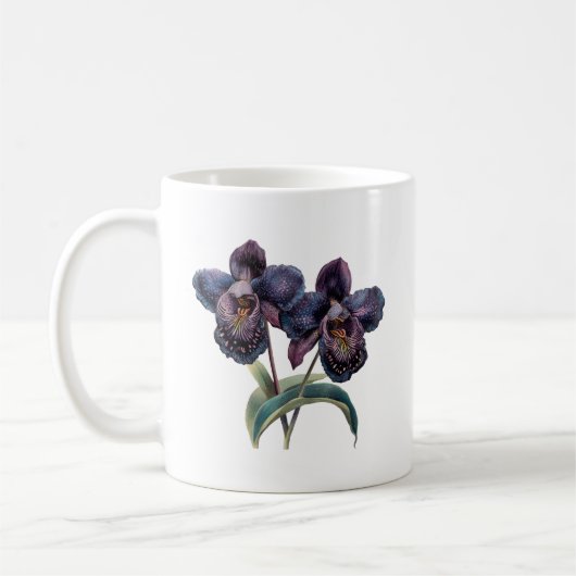 Trendy klassieke mauve en zwarte orchidee koffie m koffiemok (Links)