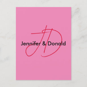 Trendy klassieke script monogram naam briefkaart