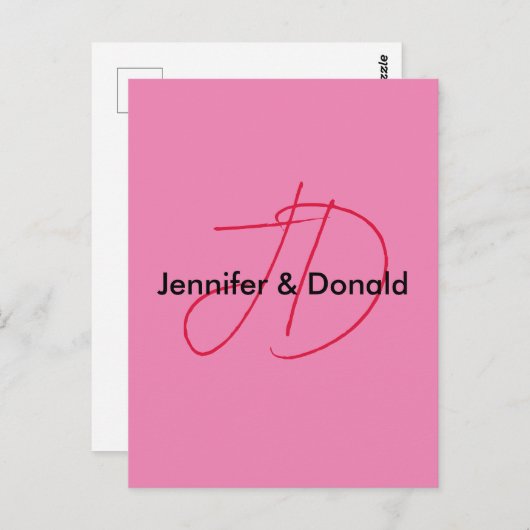 Trendy klassieke script monogram naam briefkaart (Voorkant / Achterkant)