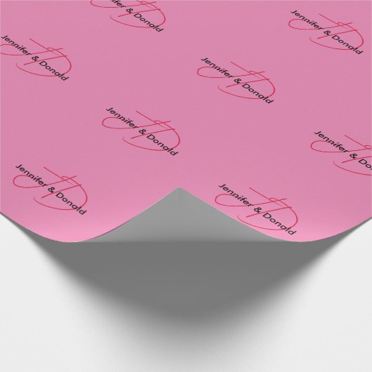 Trendy klassieke script monogram naam cadeaupapier (Hoek)