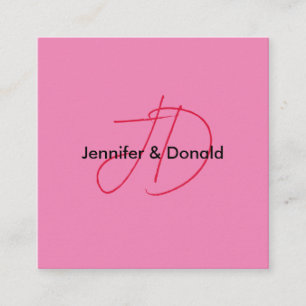 Trendy klassieke script monogram naam informatiekaartje