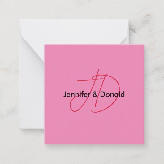 Trendy klassieke script monogram naam notitiekaartje (Voorkant)