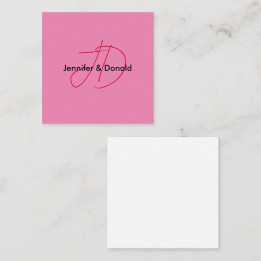 Trendy klassieke script monogram naam notitiekaartje (Voorkant / Achterkant)