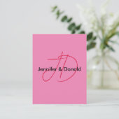 Trendy klassieke script monogram naam RSVP kaartje (Staand voorkant)