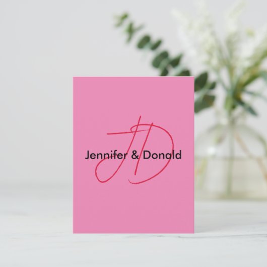 Trendy klassieke script monogram naam RSVP kaartje (Staand voorkant)