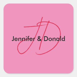 Trendy klassieke script monogram naam vierkante sticker