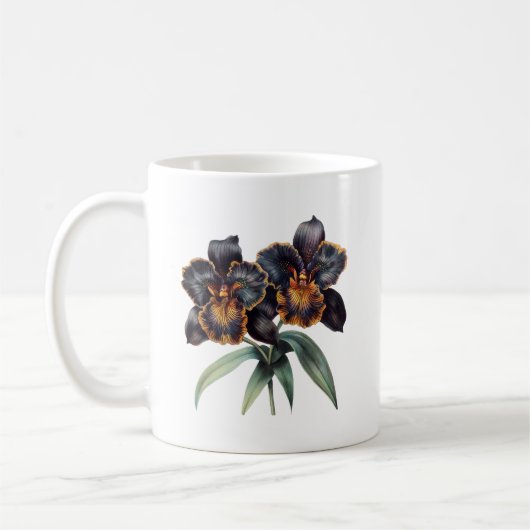 Trendy klassieke zwarte orchidee koffie mok (Links)