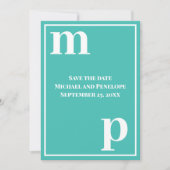 Trendy Kleine Letter Monogram Turquoise Bewaar de Kaart (Voorkant)