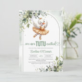 Trendy kleine zwaan met gouden tutu jurk groen kaart (Staand voorkant)