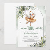 Trendy kleine zwaan met gouden tutu jurk groen kaart (Voorkant / Achterkant)