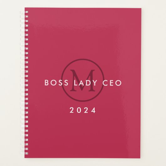 Trendy Kleur van het Jaar Monogram 2024 Boss Lady Planner (Voorkant)