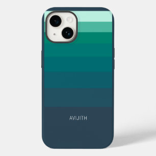 Trendy Kleurblokken Blauwe aanpasbaar bord iPhone 14 Hoesje
