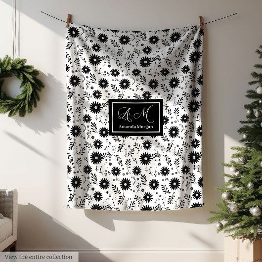 Trendy Kleuren Custom Deken Zwart Wit Botanisch