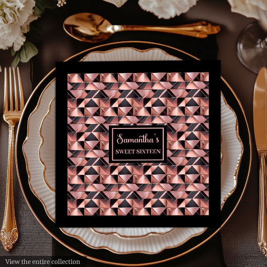Trendy Kleuren Servetten Roze Goud Glitters & Zwar