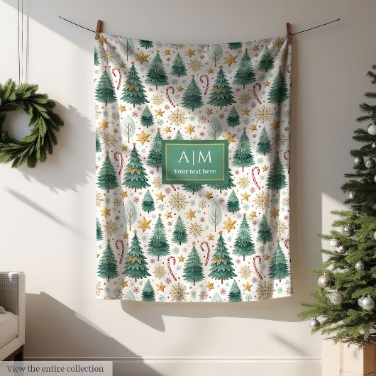 Trendy kleuren waterverf kerstbomen cadeau fleece deken