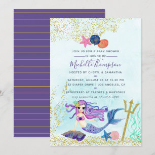 Trendy Kleurenschema's Zeemeermin Thema Baby Showe Kaart