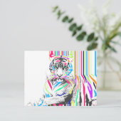 trendy kleurige trillende neonstrepen tijgerverf briefkaart (Staand voorkant)