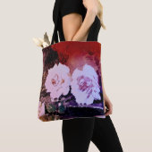 Trendy kleurige waterverf blozen roze roze rozen tote bag (Dichtbij)