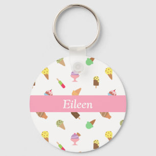 Trendy Kleurrijk Ijs Patroon Naam Sleutelhanger