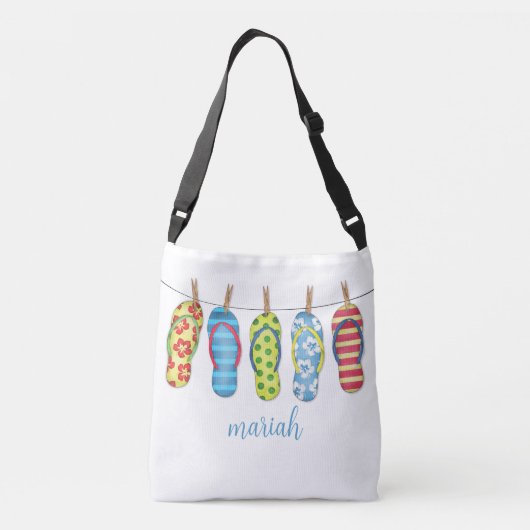 Trendy kleurrijk strand gepersonaliseerd crossbody tas (Achterkant)