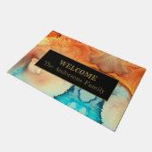Trendy kleurrijke Abstract marmerd welkom Deurmat (Schuin)