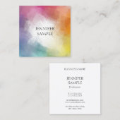 Trendy Kleurrijke Abstracte Sjabloon Elegant Custo Vierkante Visitekaartje (Voorkant / Achterkant)