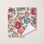 Trendy kleurrijke Boho bloemenwitte achtergrond Bad Handdoek (Wasdoekje)