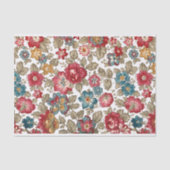 Trendy kleurrijke Boho bloemenwitte achtergrond Tissuepapier (Voorkant)