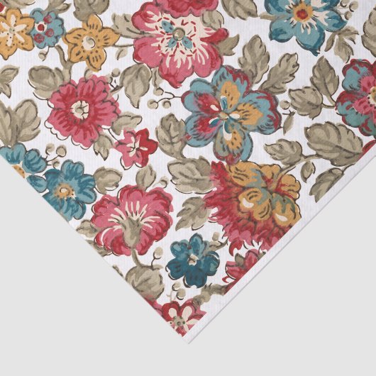 Trendy kleurrijke Boho bloemenwitte achtergrond Tissuepapier (Detail)